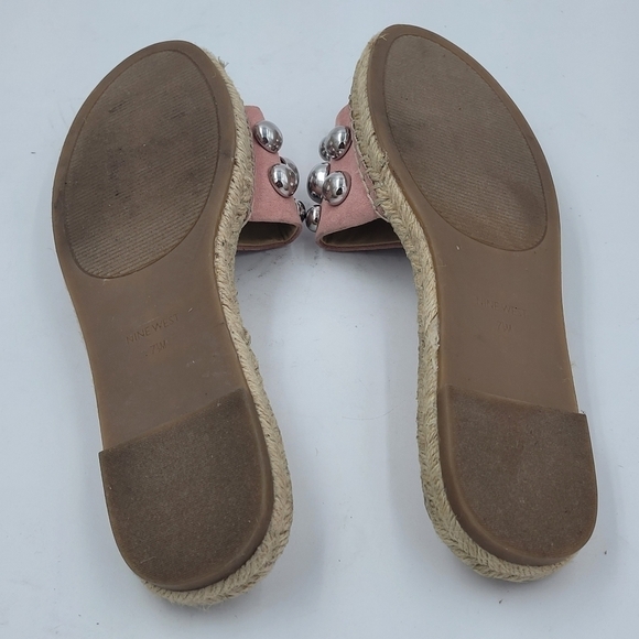 Nine West Pink Even Studded Espadrille Slide Sandals Size 7.5 - Picture 9 of 11